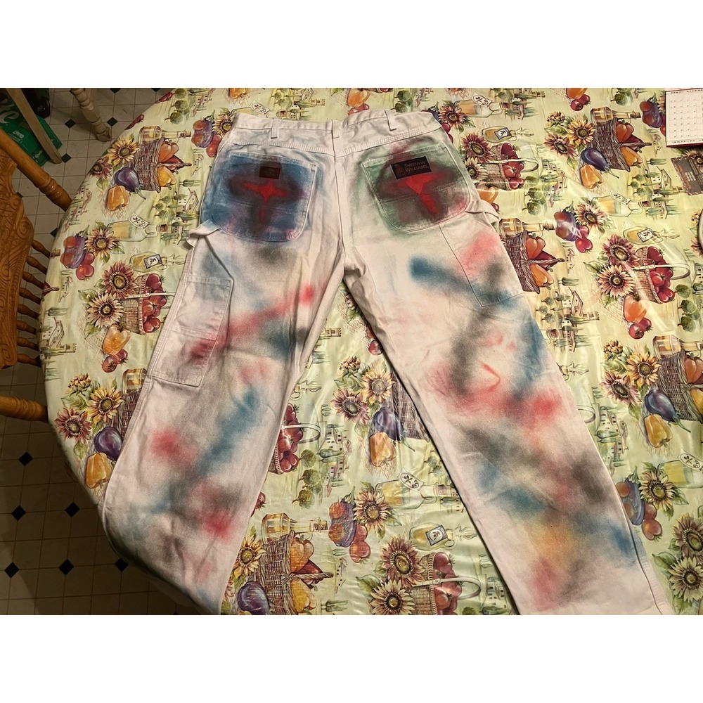 Distressed Dickies Painter Pants White- 34x32 Sherwin Williams Grunge Splatter